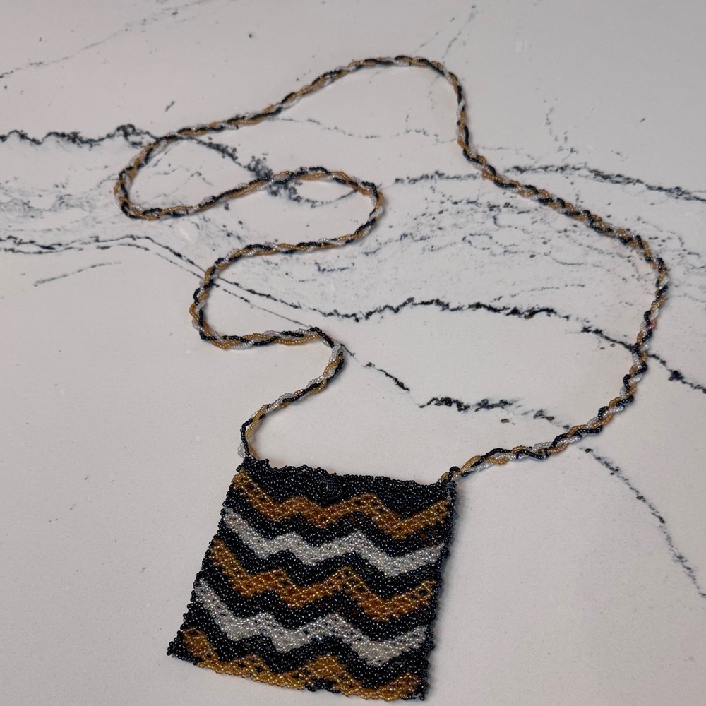 Vintage Style Beaded Mini Purse Necklace Y2K Boho